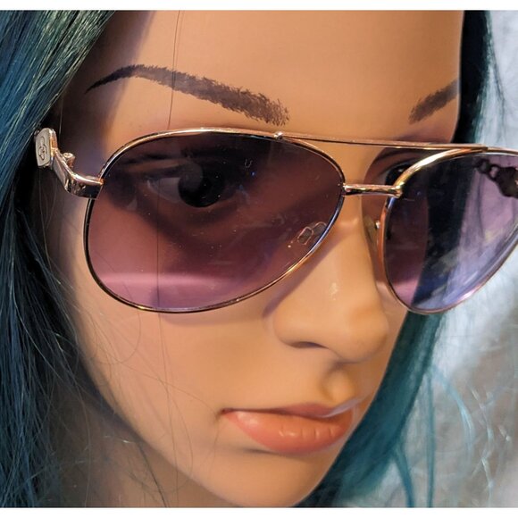 Jessica Simpson Beige Rose Gold Aviator Sunglasses - Picture 7 of 9